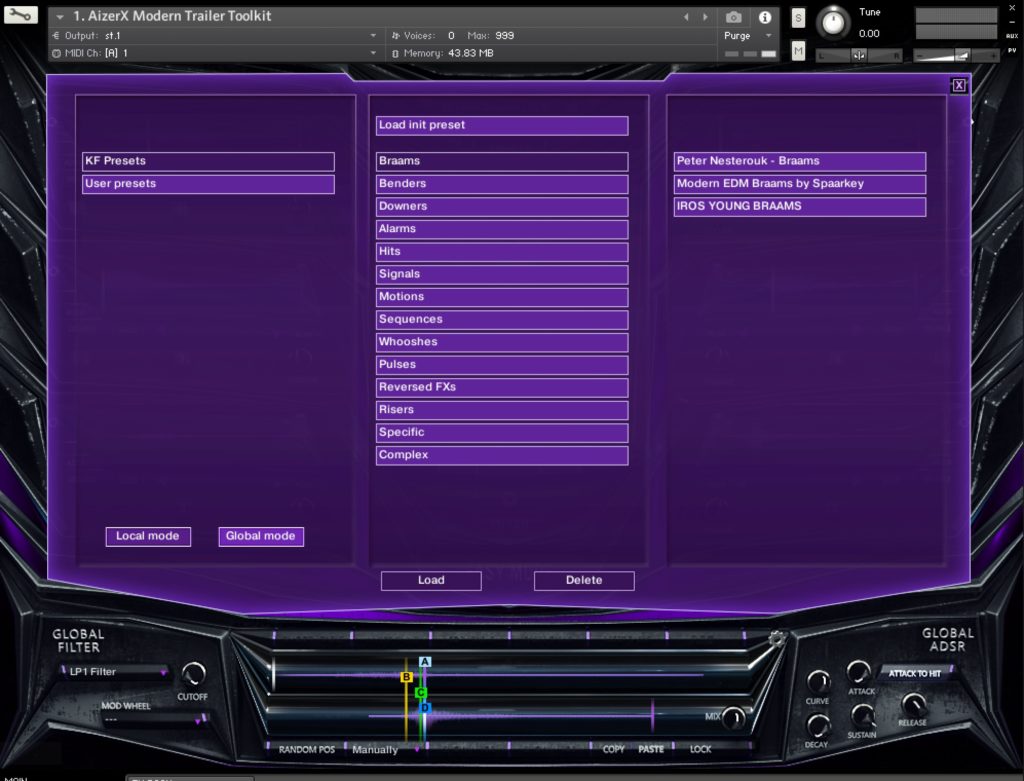 AizerX Modern Designer Toolkit Preset Screen
