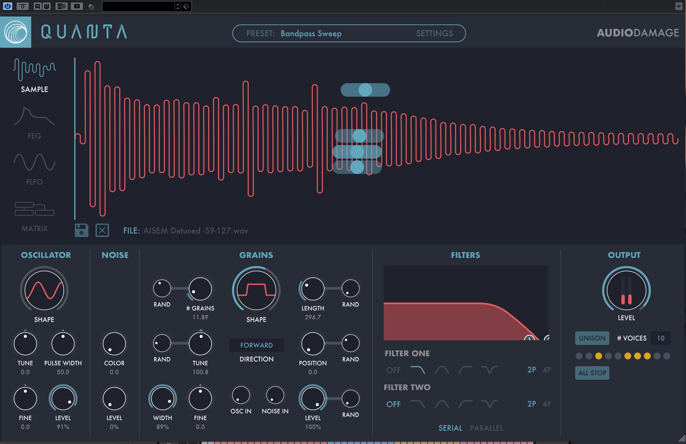 Quanta Granular Synth by Audio Damage Sample SCreen