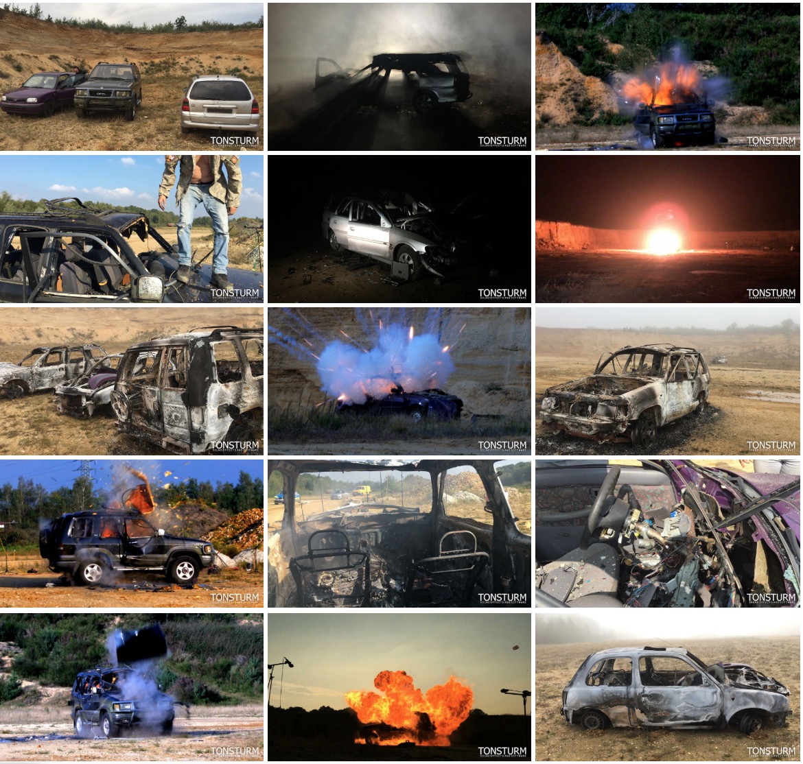 CAR EXPLOSIONS - Brutal sounding explosions that tear apart entire cars by TONSTURM Review 4 blowing up a Nissan Micra an Opel Monterey SUV and an Opel Vectra