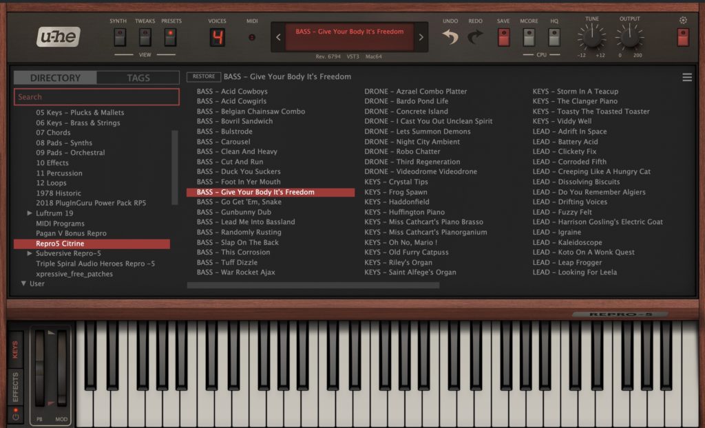 REPRO5 CITRINE by Heartwood Soundware Review 3 REPRO5 CITRINE by Heartwood Soundware Review Preset List