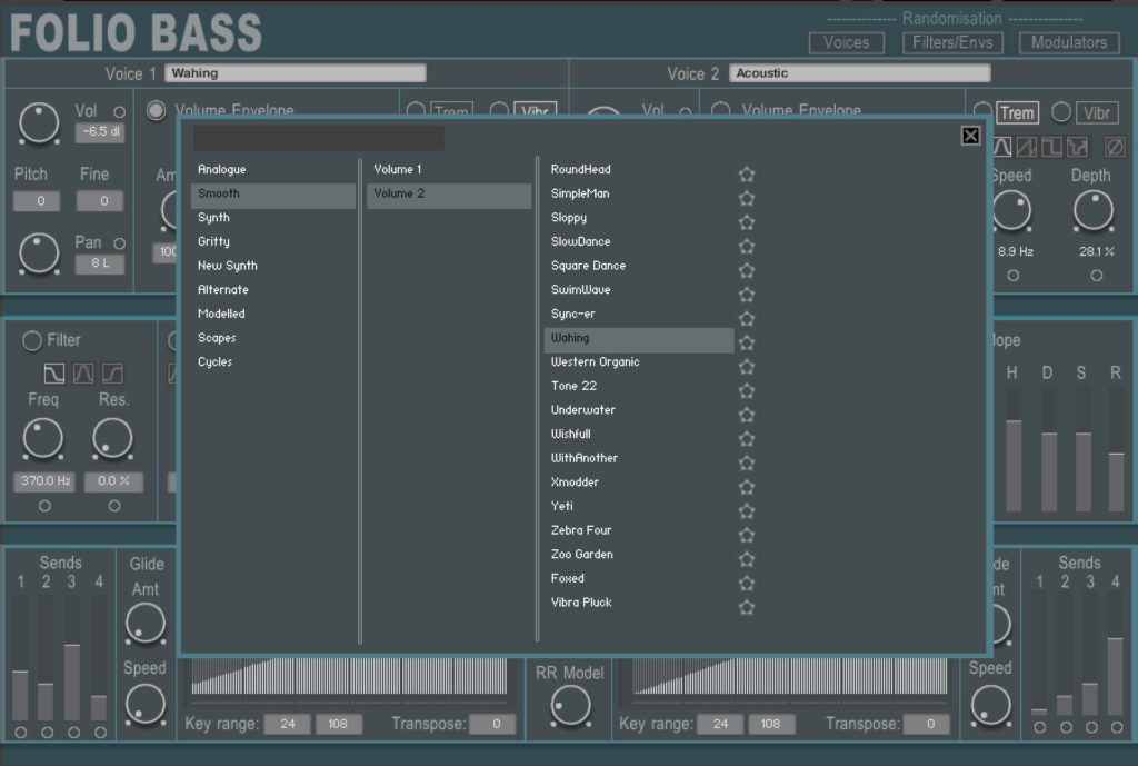 Folio Bass 1.1 Categories