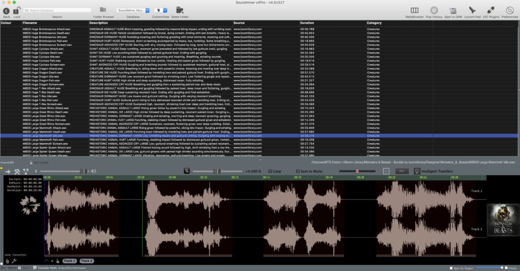 Monsters Beasts Bundle used in Soundminer