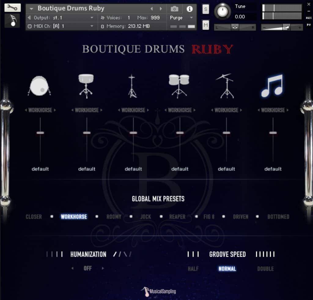 Boutique Drums Ruby Main UI