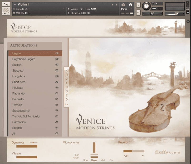 Venice Modern Strings by FluffyAudio Released 3 Venice Modern Strings GUI