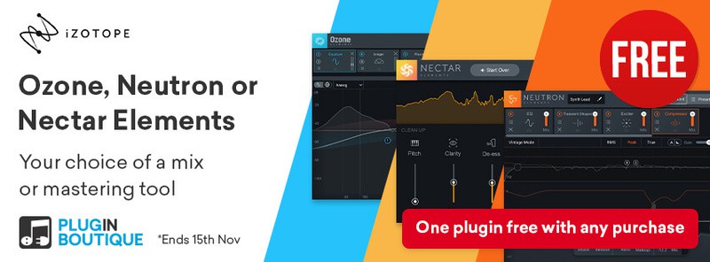 FREE with any Purchase Choose one from three iZotope Elements Plugins
