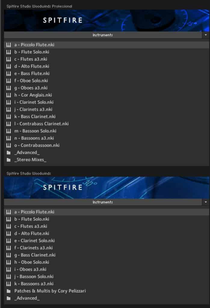 Spitfire Studio Woodwinds Professional and Core Articulations