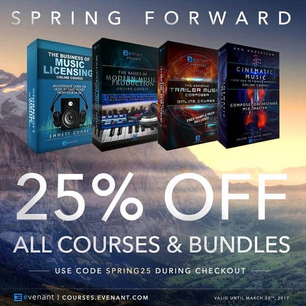 Evenant courses SALE : Trailer Music Composer, Cinematic Music, Music Production,  and Music Licensing