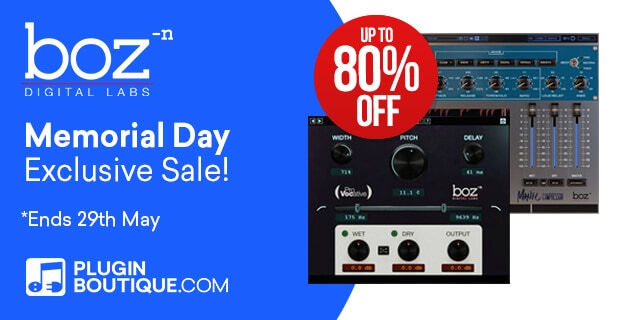 Boz Digital Memorial Day Sale (Plugin Boutique Exclusive) Up to 80% off Manic Compressor and ProVocative