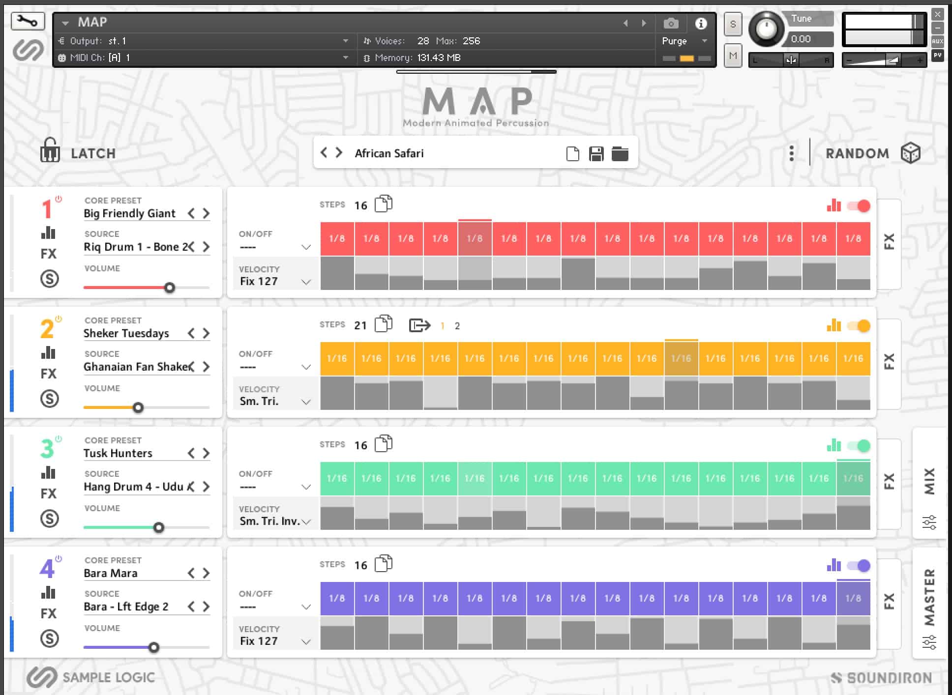 Modern Animated Percussion (MAP) Review - A Rhythmic Sequencing for Cinematic Percussive Sounds by SoundIron and Sample Logic 31 MODERN ANIMATED PERCUSSION Sample Logic African Safari Patch