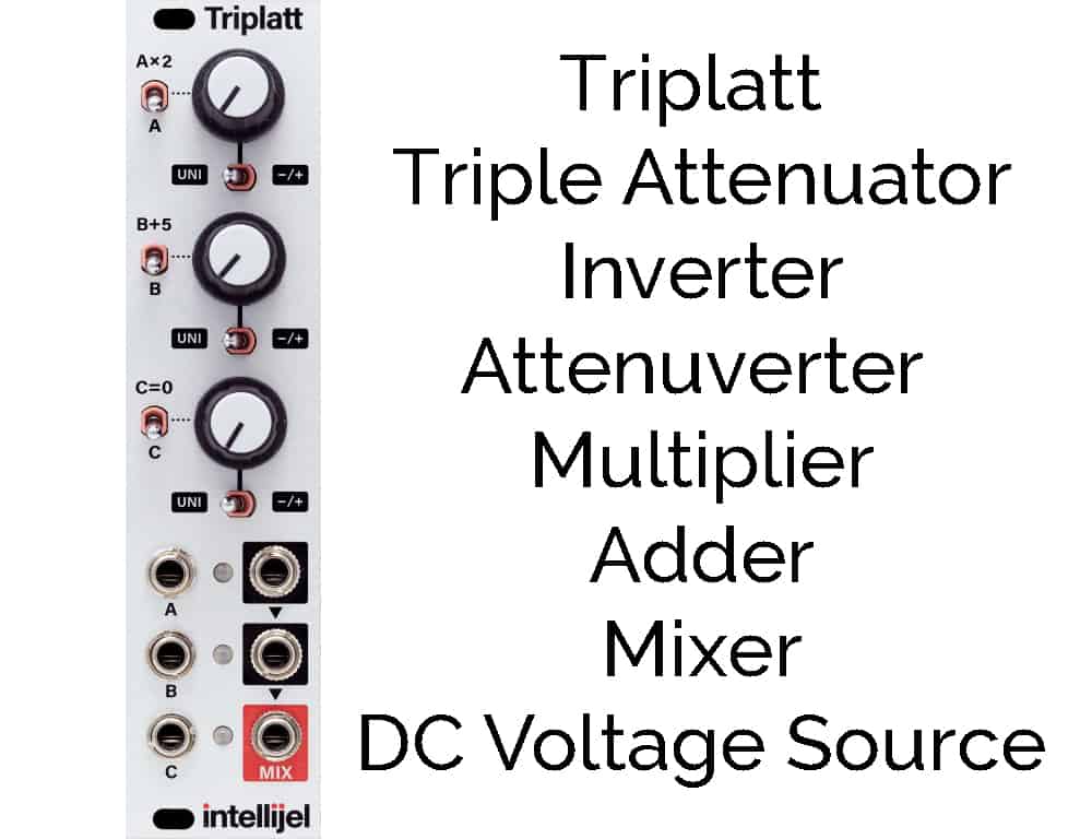 Intellijel Triplatt - a Three-Channel Active/Buffered Attenuverter and Summing Mixer