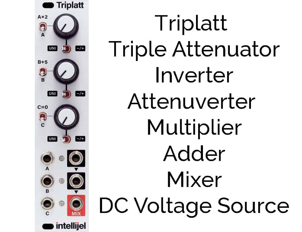 Intellijel Triplatt - a Three-Channel Active/Buffered Attenuverter and Summing Mixer