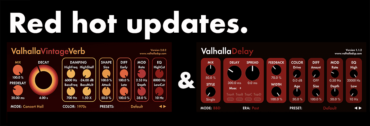 Valhalla Delay and VintageVerb Updated