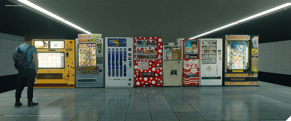 Jan Urschel Releases Funky Japanese vending machine assets for Blender 1