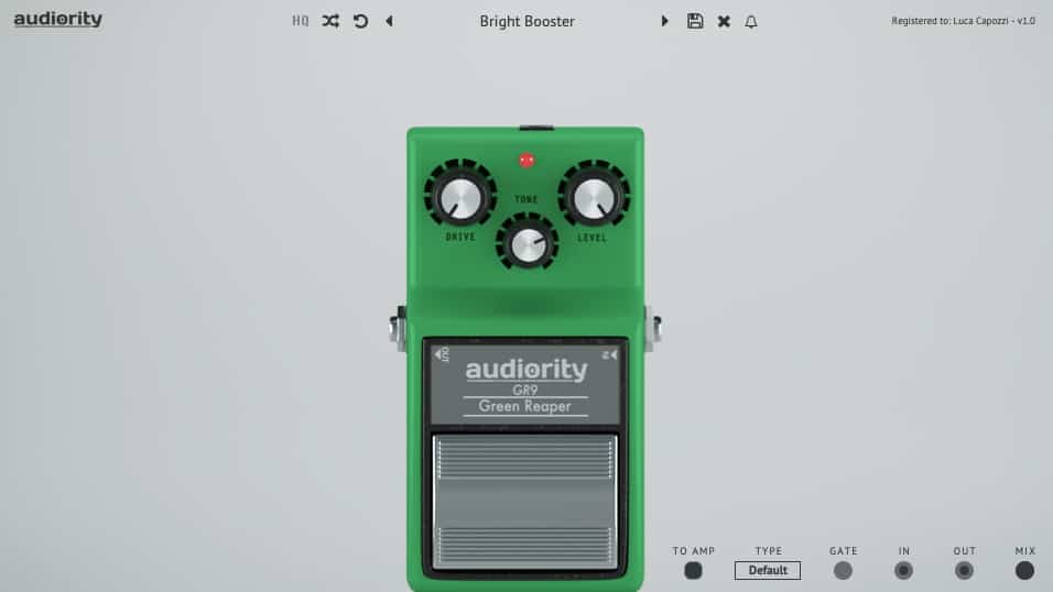 Audiority Green Reaper GR9 Overdrive Pedal Plugin 3 Audiority GreenReaper GUI