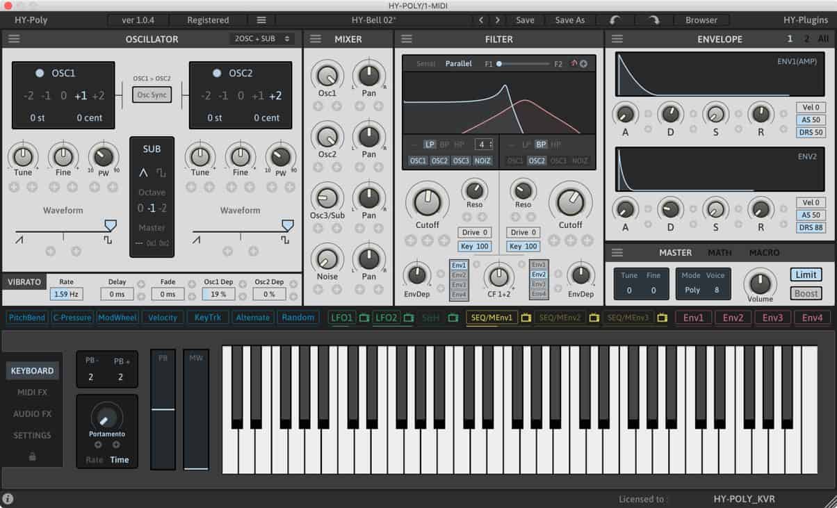 HY-Poly – Subtractive Poly Phonic Synthesizer & Midi and Audio Effects