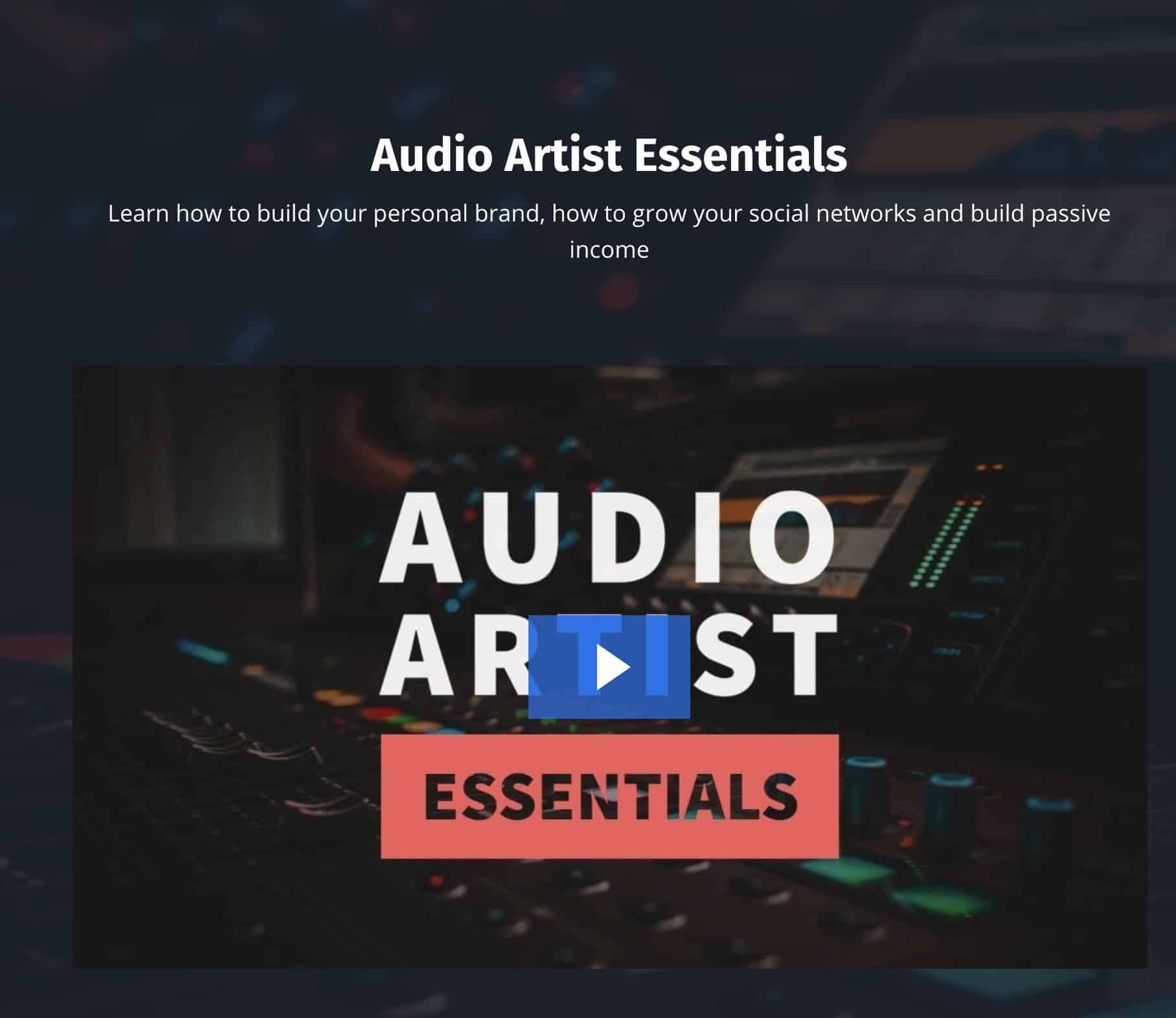 Audio Artist Essentials Course Available Now Title