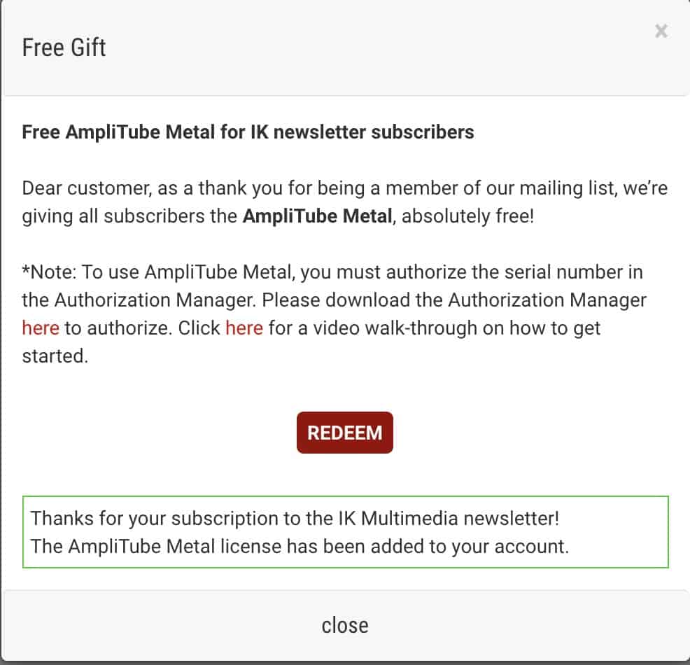 Free AmpliTube Metal for all IK Newsletter Subscribers