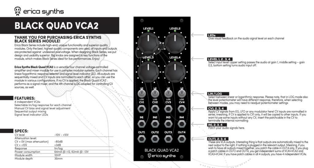Erica Synths Black Quad VCA2 3 Erica Synths Black Quad VCA2