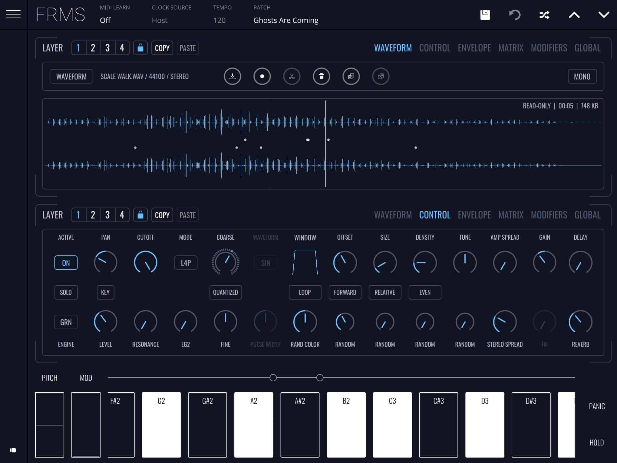 Imaginando ‘FRMS’: Combines Granular and FM Synthesis using a Flexible Layering System