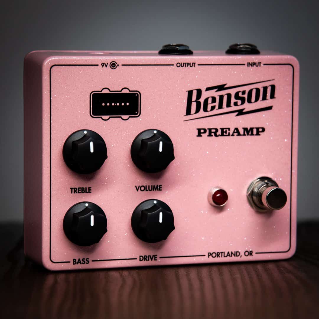 Benson Preamp Pedal Shell Pink Sparkle Pre-Order available on Black Bobbin