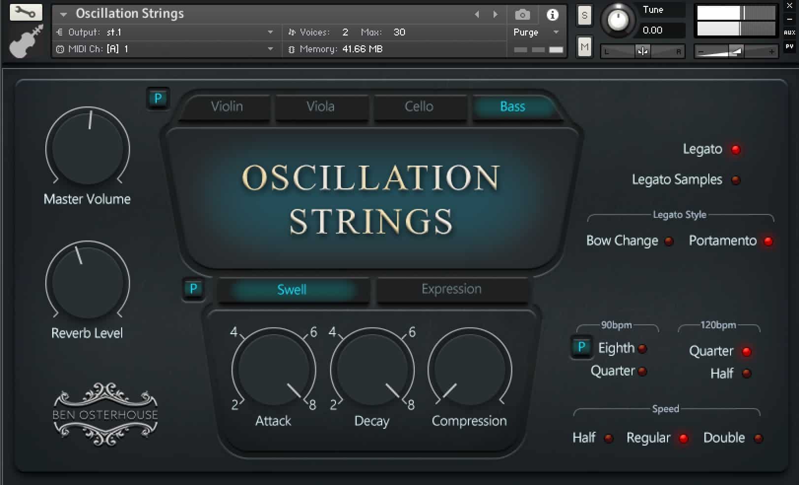 Gentle Oscillation Strings from Ben Osterhouse Bass 1