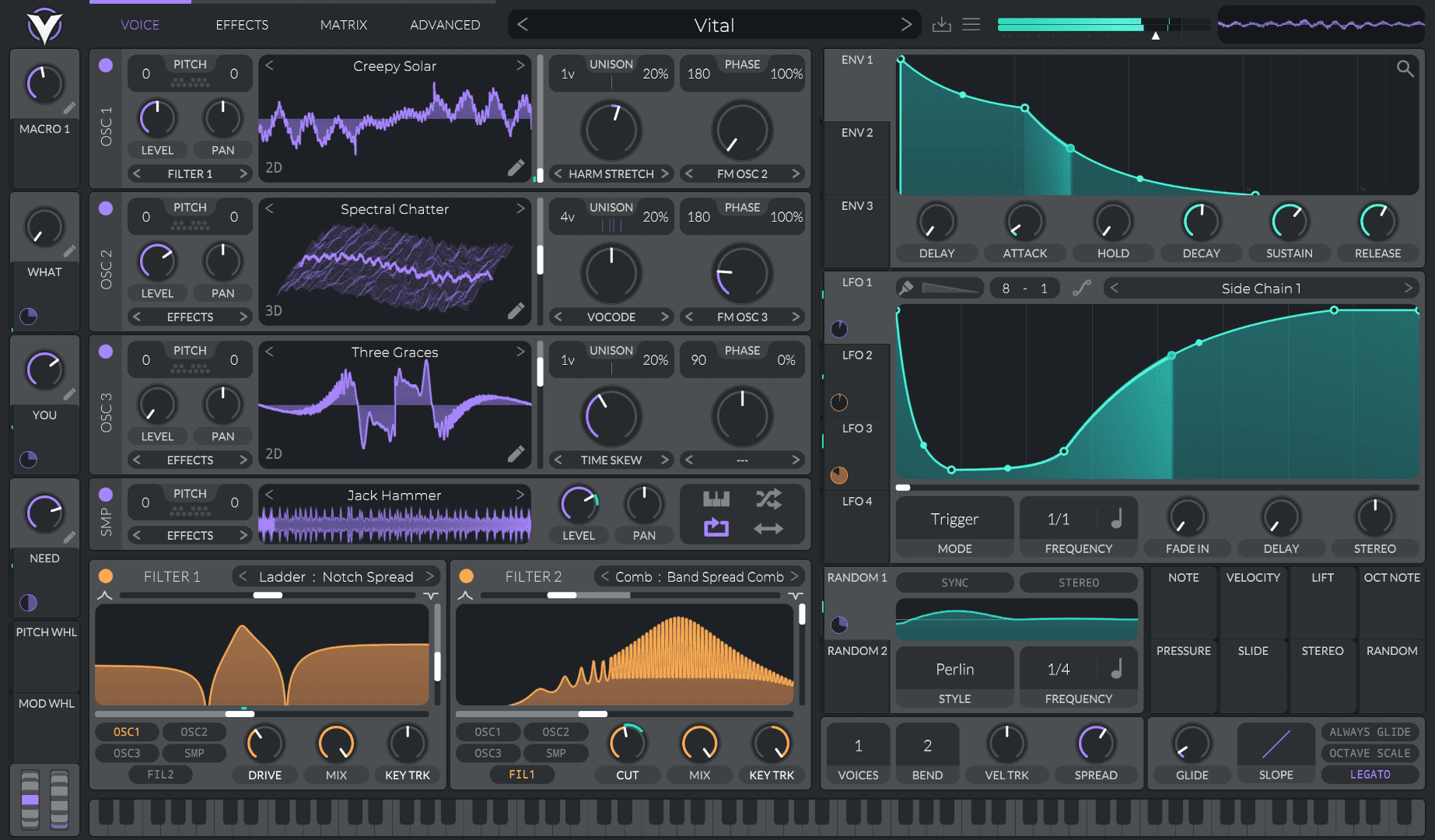 Vital a Free or Premium Spectral Warping Wavetable Synthesizer