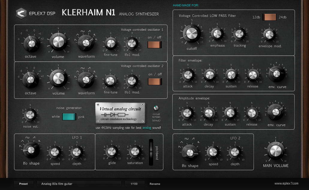 Eplex7 DSP Releases Klerhaim N1 Analog Synthesizer