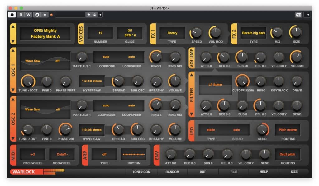 TONE2 Audio Software Synth Warlock