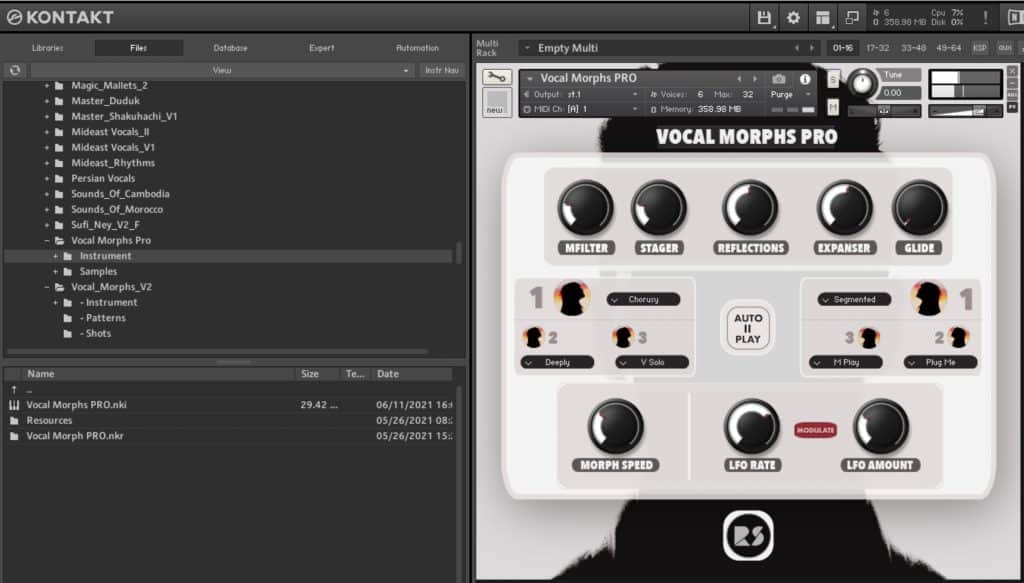 Vocal Morphs PRO Available 3 Vocal Morphs PRO in Kontakt
