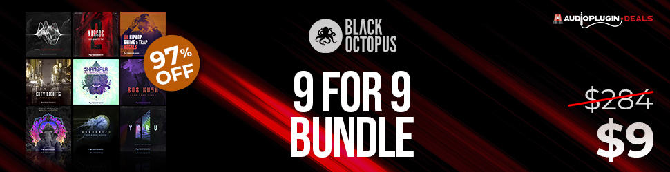 9 for 9 Production Master Bundle Traps Hip Hop Lofi Lo Fi Dubstep Psytrance House Techno Vocals 970x250 1