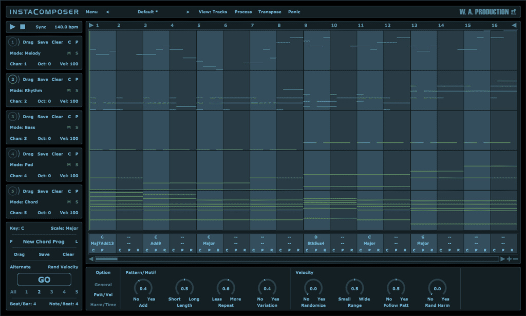 W.A. Production announces the availability of InstaComposer as new-generation MIDI generator 4 GUI