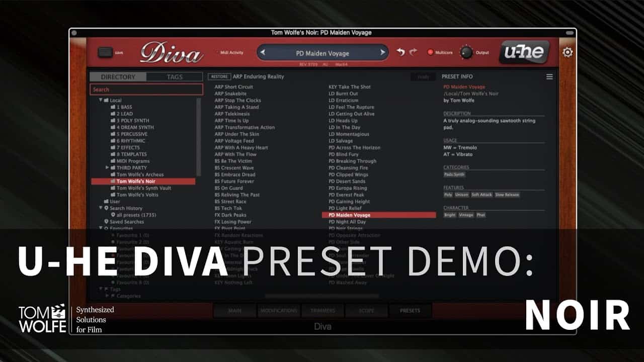 U-he Diva: Noir Preset Walkthrough (Dark Synthpop Presets) - Tom Wolfe 31