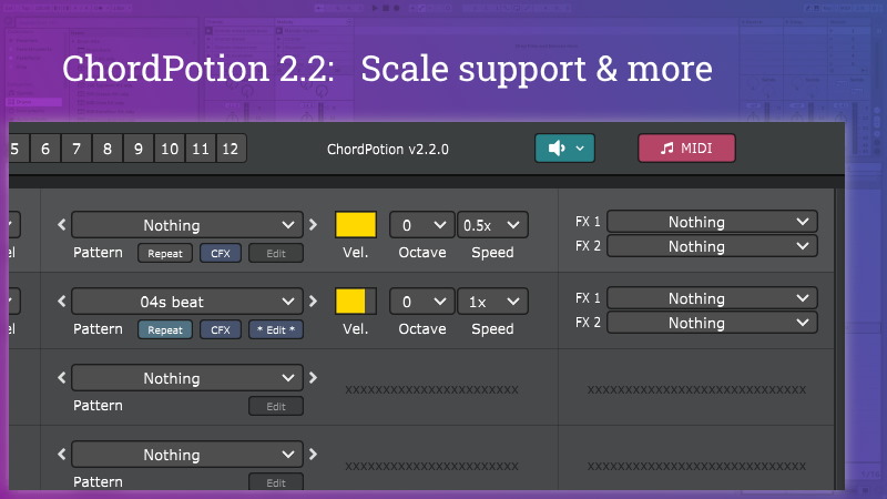 Chord Potion Melody Generator Plug In Updated to V2.2.0