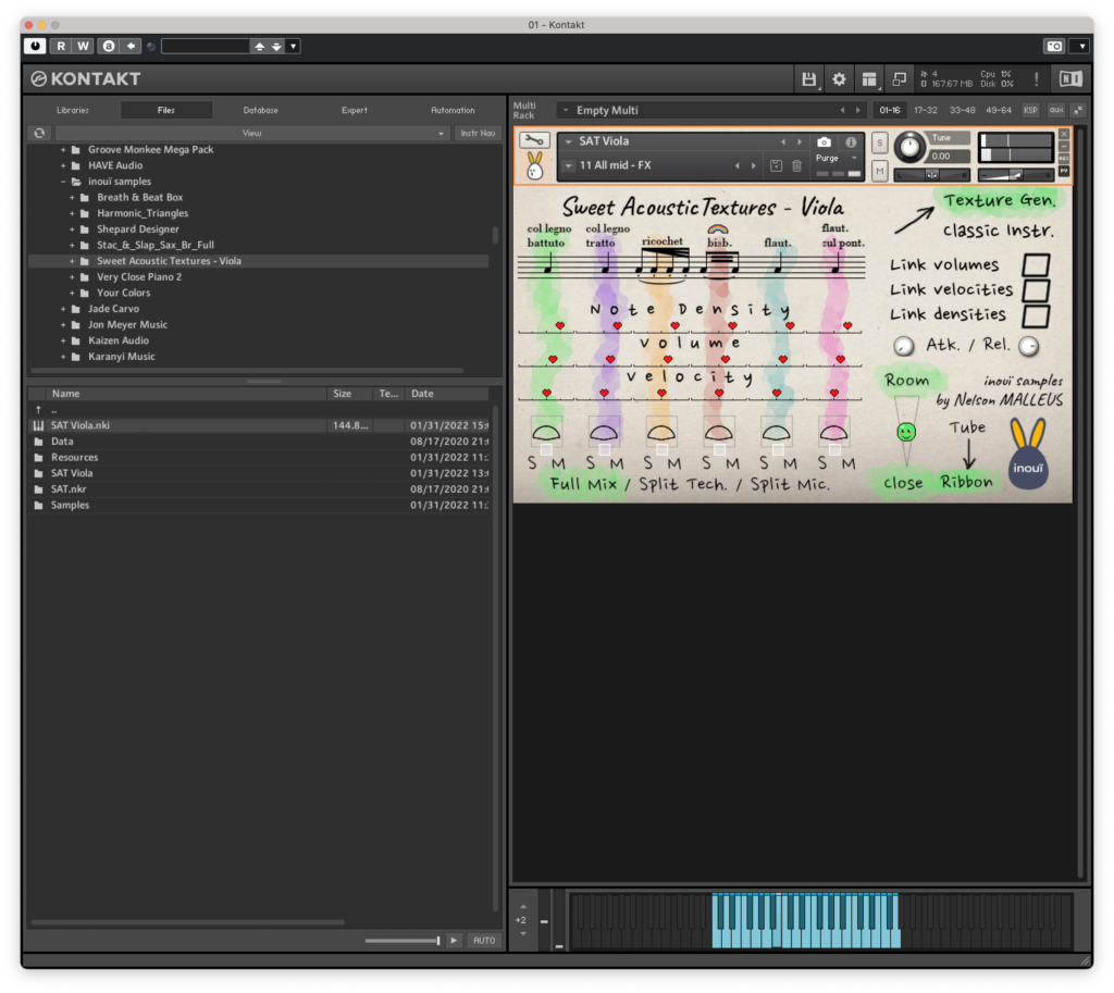 Sweet Acoustic Textures Viola: A Virtual Instrument and Random Acoustic Textures Generator