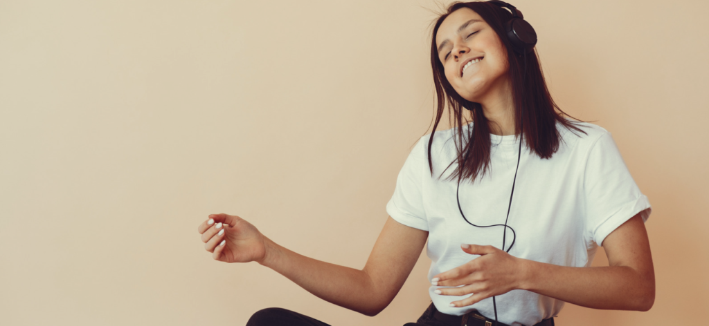 woman listening to songs