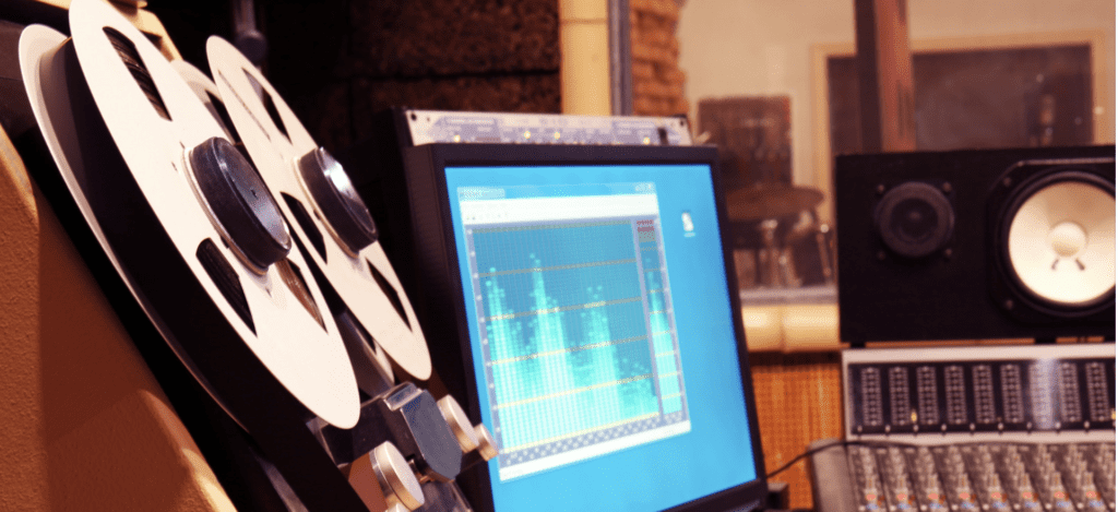 Sound Designer Workplace in Recording Studio