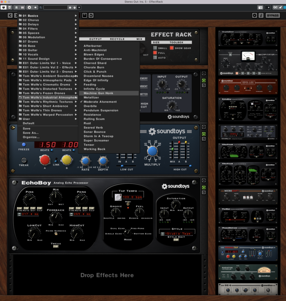 Cinematic Drums and Industrial Atmosphere Preset Packs for the Soundtoys Effect Rack 7 Industrial Atmosphere Preset Packs for the Soundtoys Effect Rack