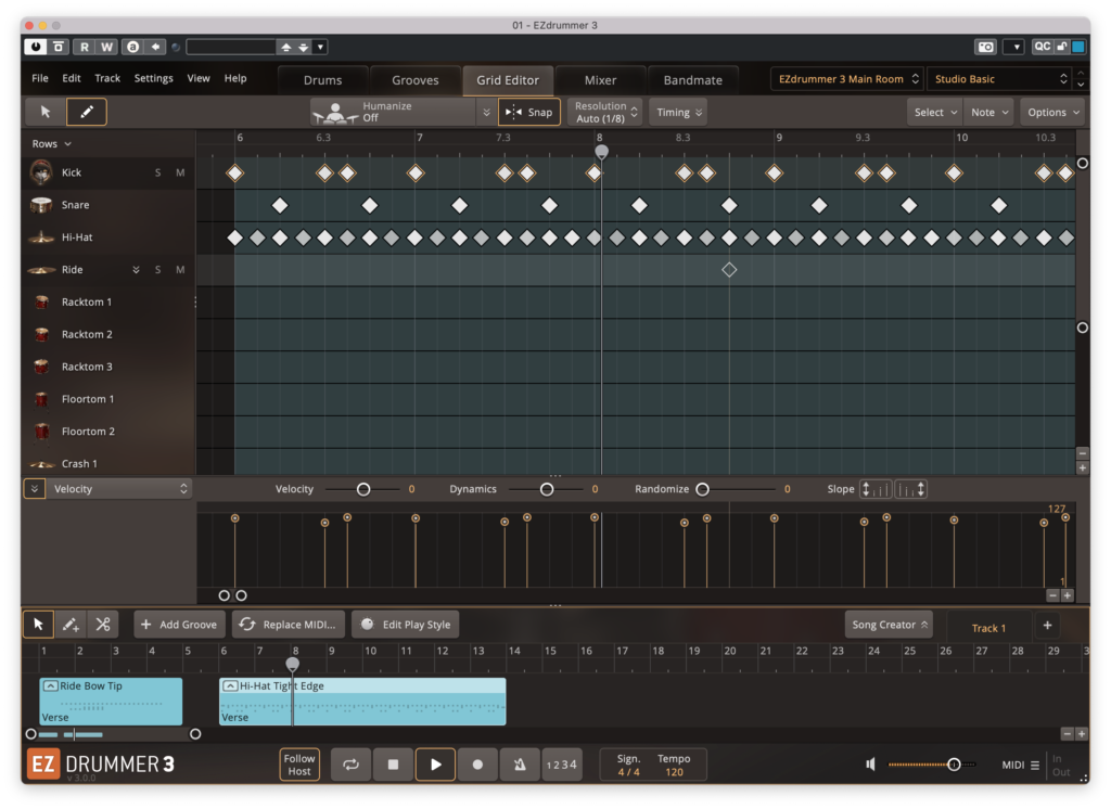 EZdrummer 3 Grid Editor