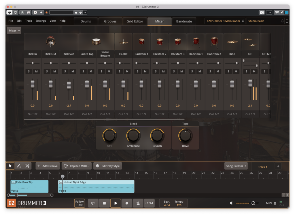 EZdrummer 3 Mixer