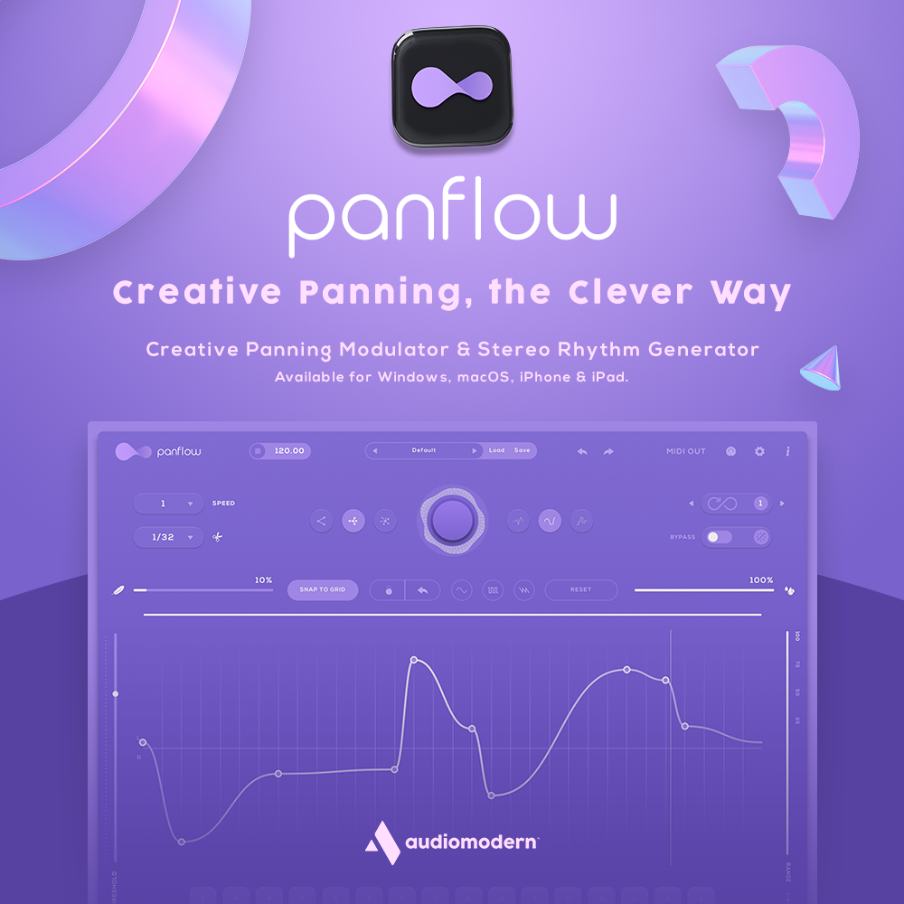 Panflow by Audiomodern: Creative Panning, Rhythmical Evolving Fluid Motion is available for free here.