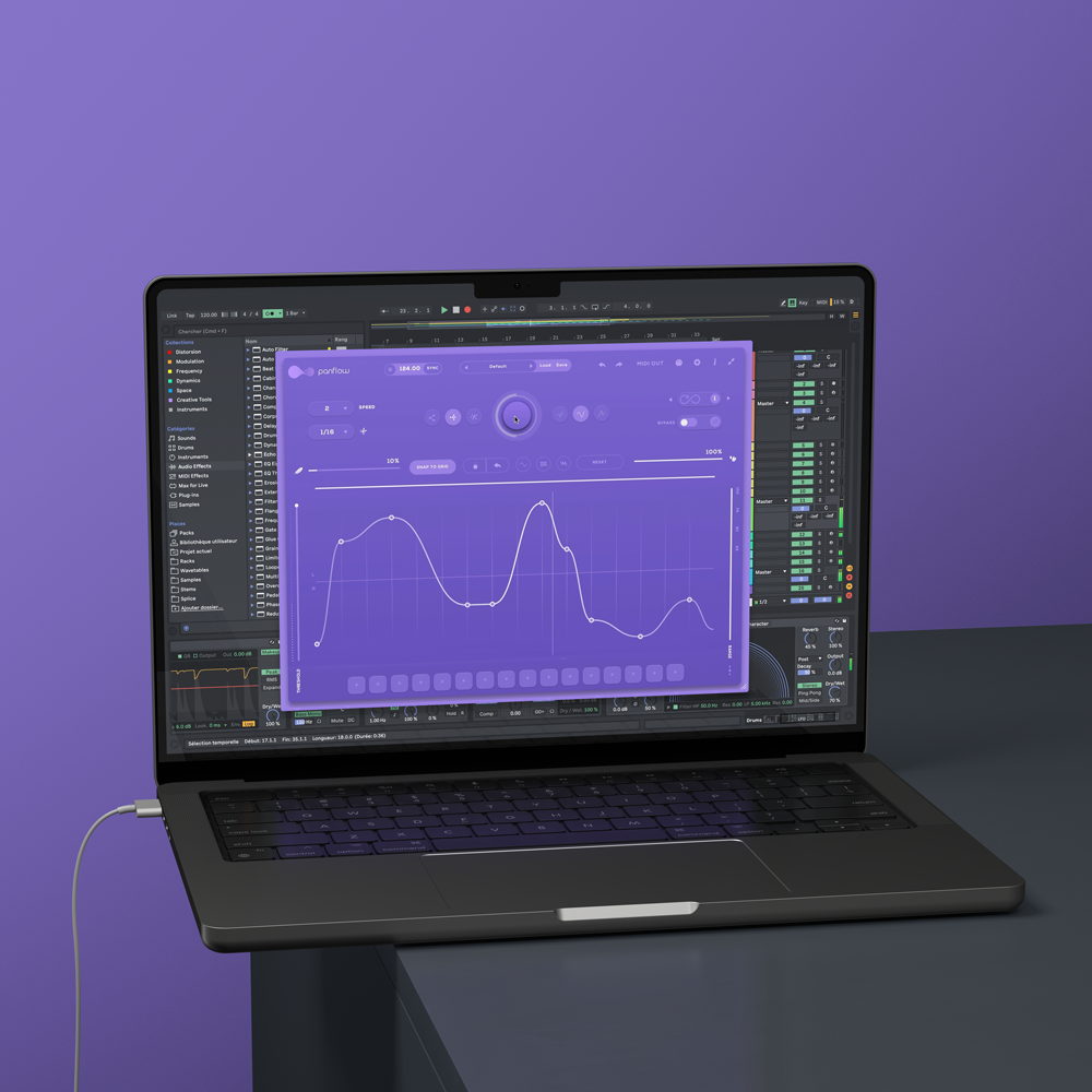 Panflow by Audiomodern: Creative Panning, Rhythmical Evolving Fluid Motion 36 Panflow by Audiomodern Creative Panning Rhythmical Evolving Fluid Motion Panflow Mockup Mac 01