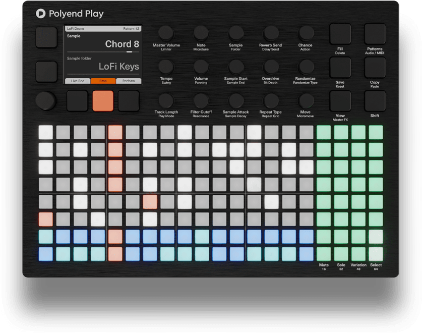 Polyend Play Sample and MIDI based Groovebox A Fun Inspiring Workflow for Musicians play front2