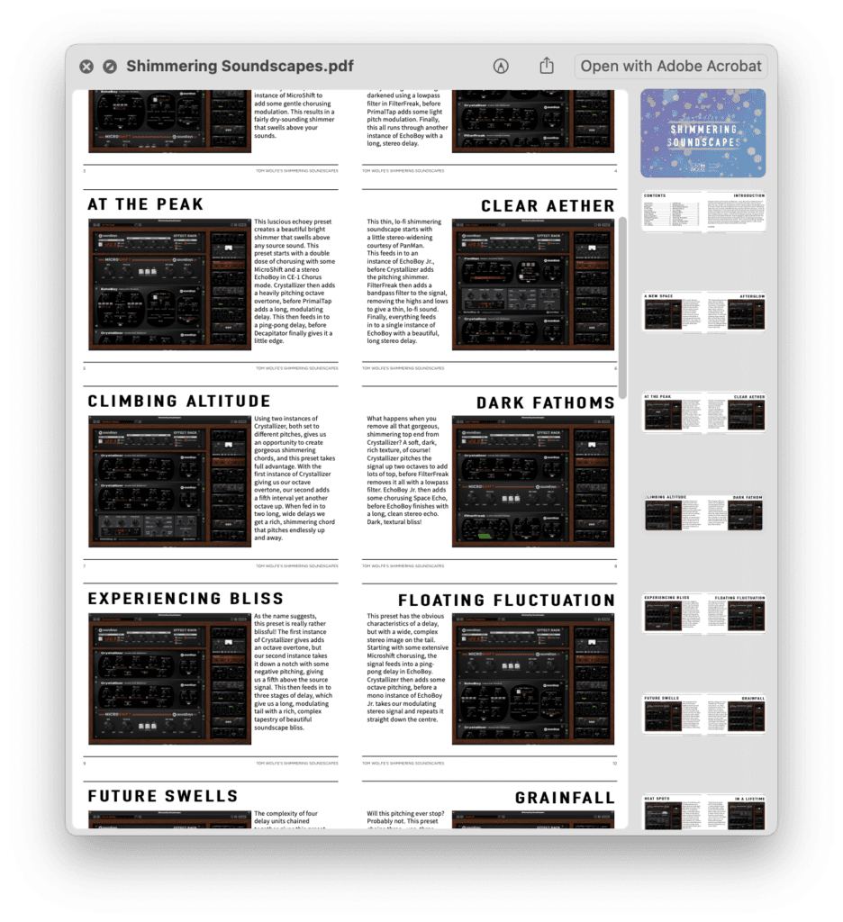 Shimmering Soundscapes for Soundtoys companion PDF