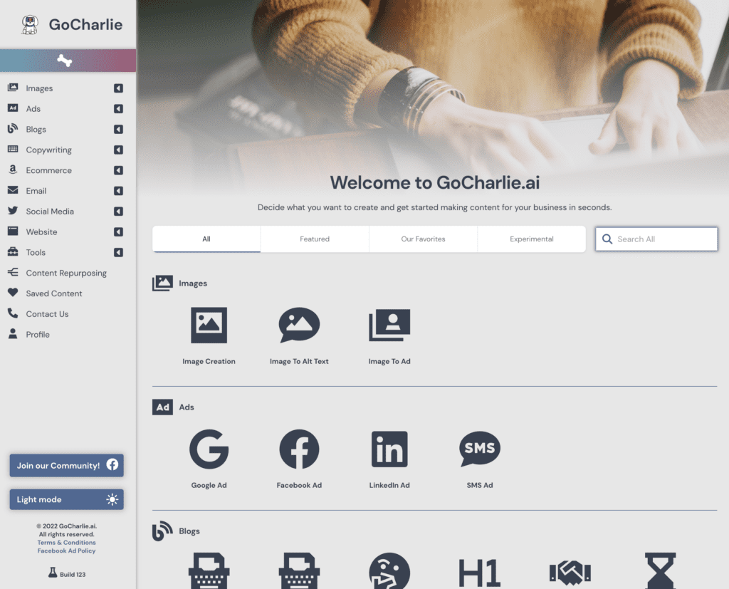 GoCharlie.Ai AI Writer Lifetime Deal 6 GoCharlie.Ai UI