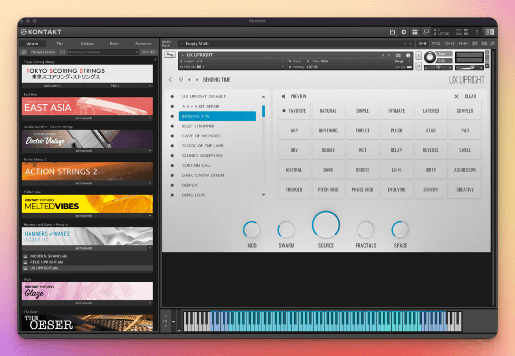 Hammers Waves – Acoustic UX Upright Presets