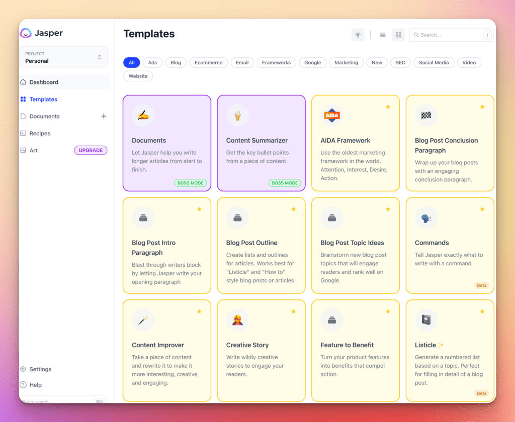 The Future of Content Creation Is in the Hands of AI Writers 11 Jasper UI