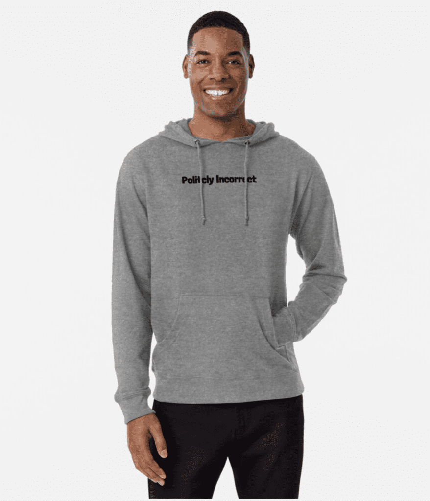 Politcly Incorrect - The Unique Style Fitted Scoop T-Shirt 10 Simple Black and White Hollow Calligraphy 22Politcly Incorrect22 Unique Style Lightweight Hoodie