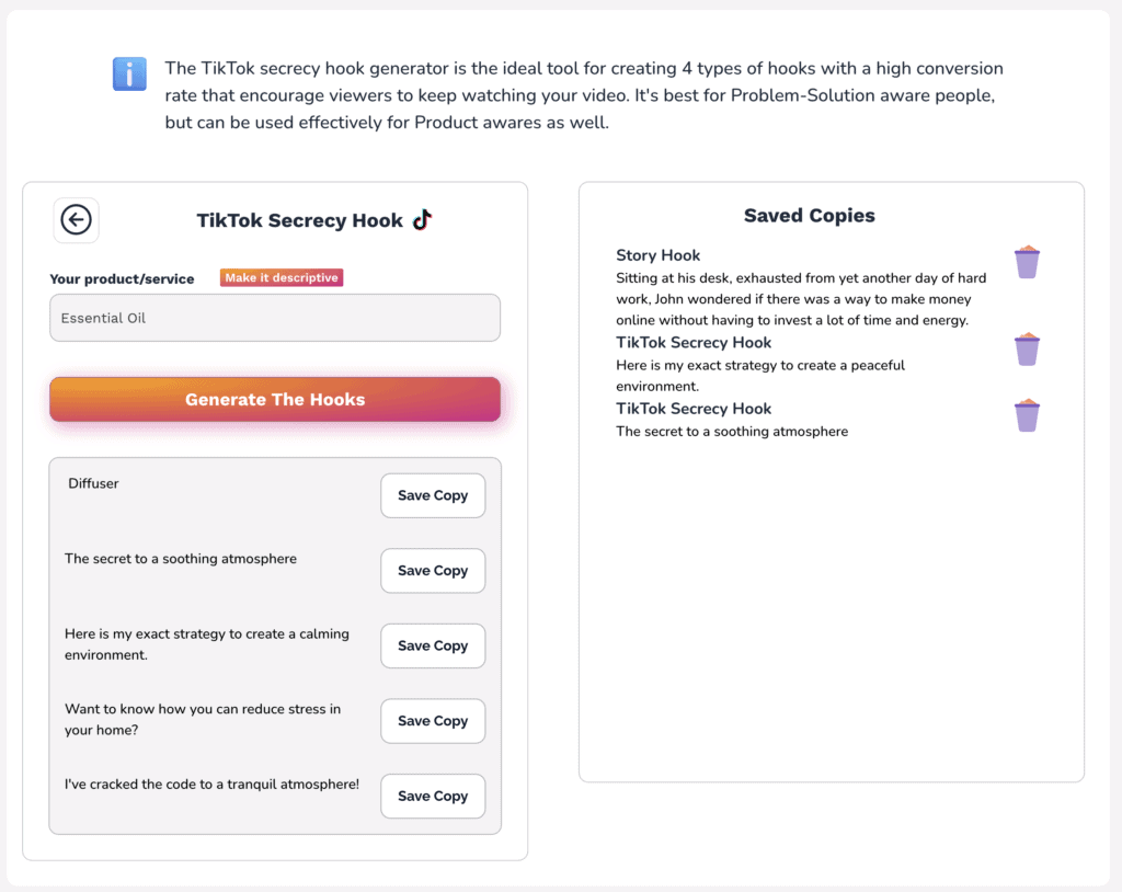 Copywise.AI: Create Ads Tailored to Each Audience Segment 8 CopyWise TikTok Secrecy Hook