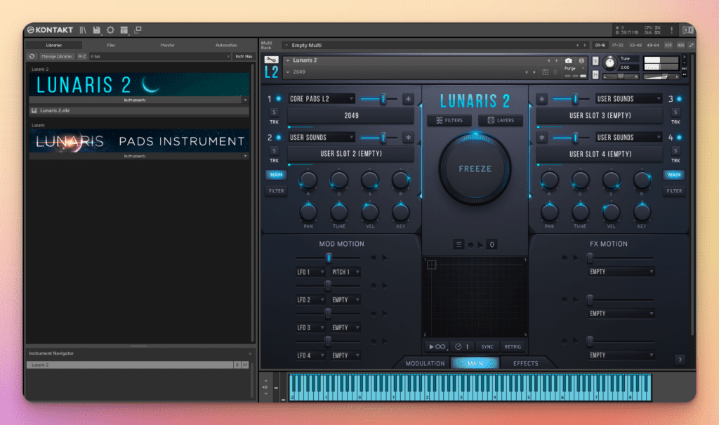 Lunaris 2 and Lunaris 1 in Kontakt