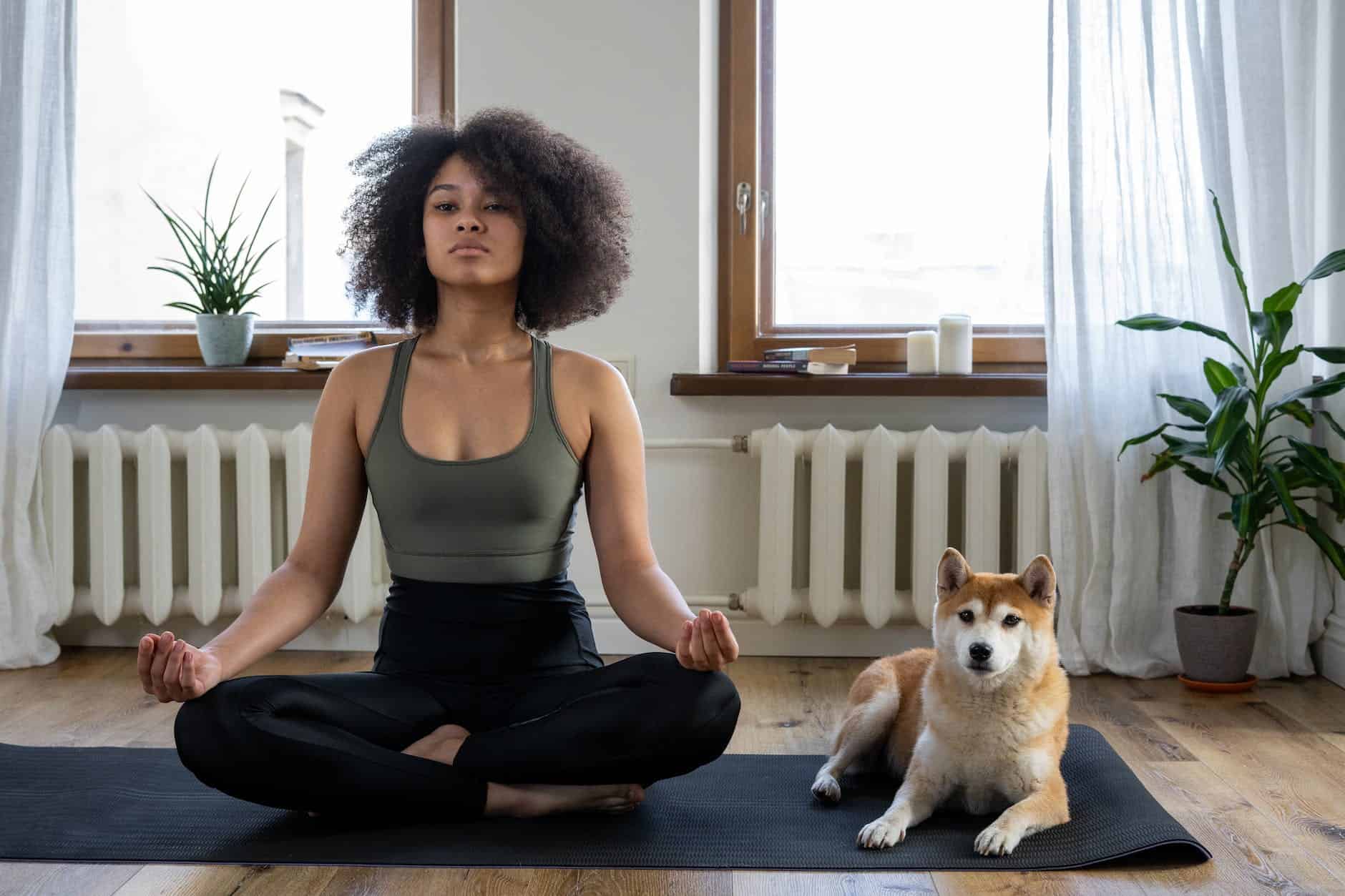 Yoga For Singers 3 woman girl animal dog